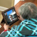 Grandma video call with her son